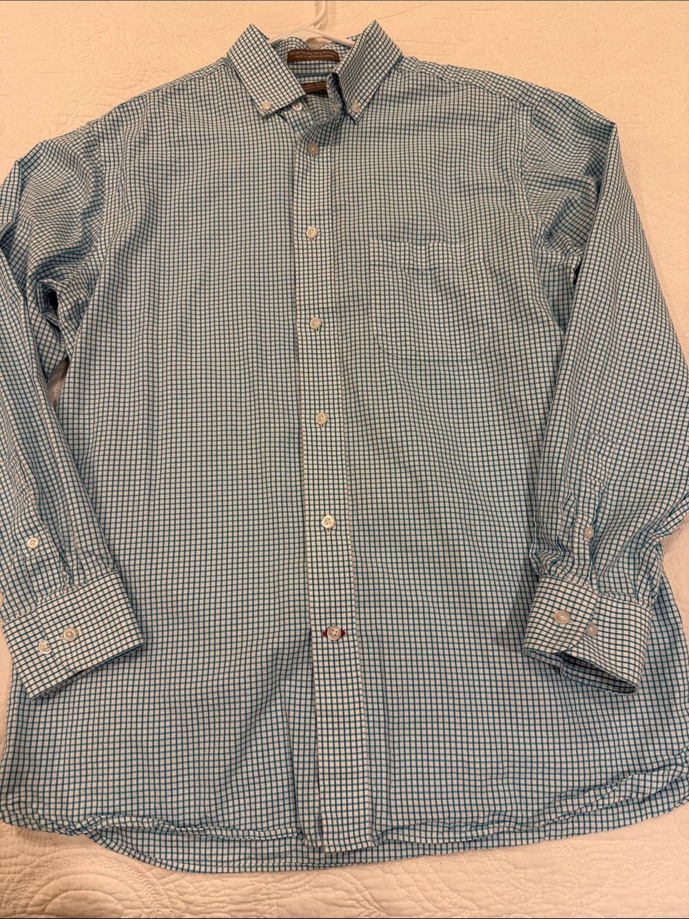 Daniel Cremieux Men's Button-Down Micro-Check Shirt — Teal & White